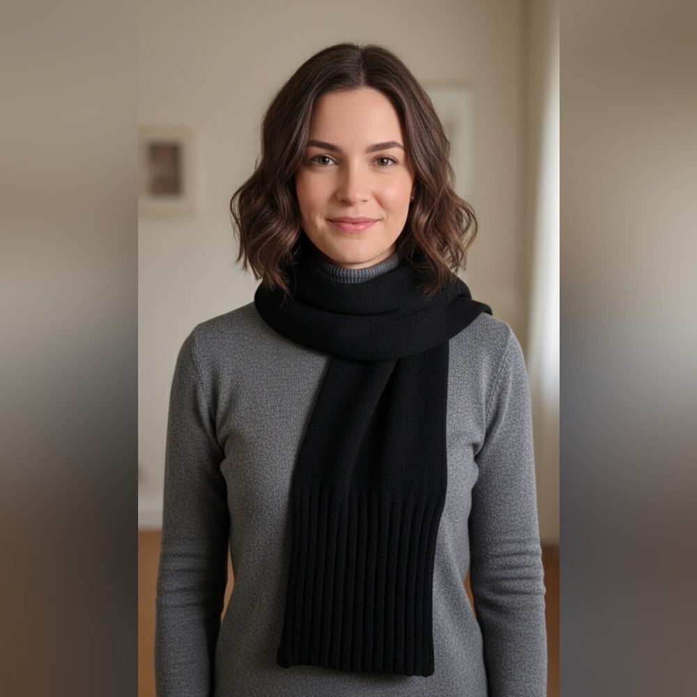 Women's Wide-Ribbed Solid Knit Scarf